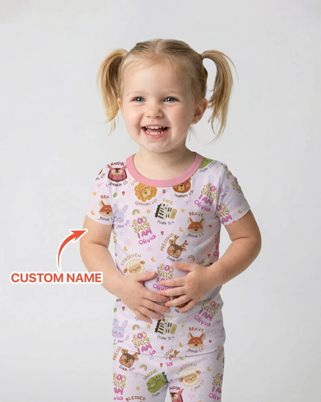 God Says I Am — Little Flock Custom Name Two Piece Short Sleeve Pajama Set