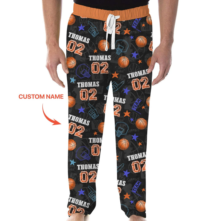 Custom Name Basketball Time Bamboo Men's Pajama Set