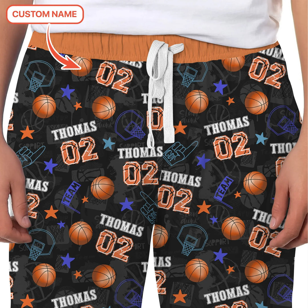 Custom Name Basketball Time Bamboo Men's Pajama Set