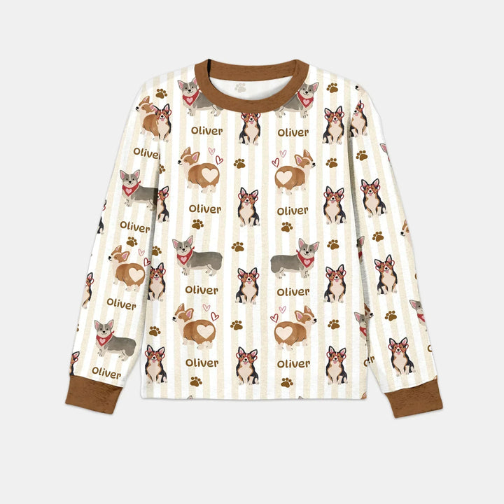 Custom Name Playful Corgis Family Matching Bamboo Men's Pajama Set
