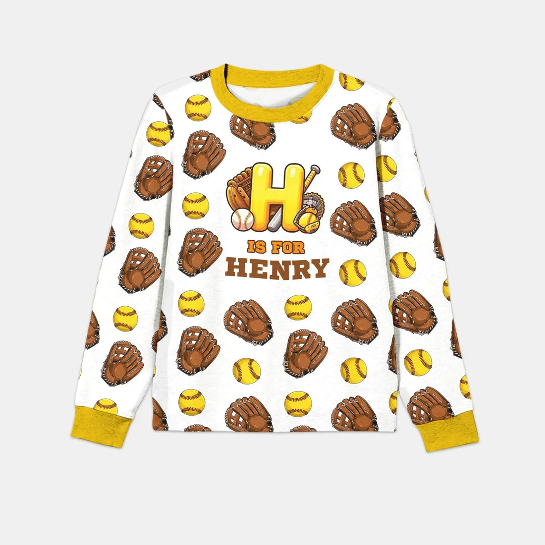 Softball Patterns Customized Bamboo Men's Pajama Set