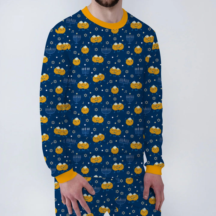 Hanukkah Latke Family Matching Bamboo Men's Pajama Set