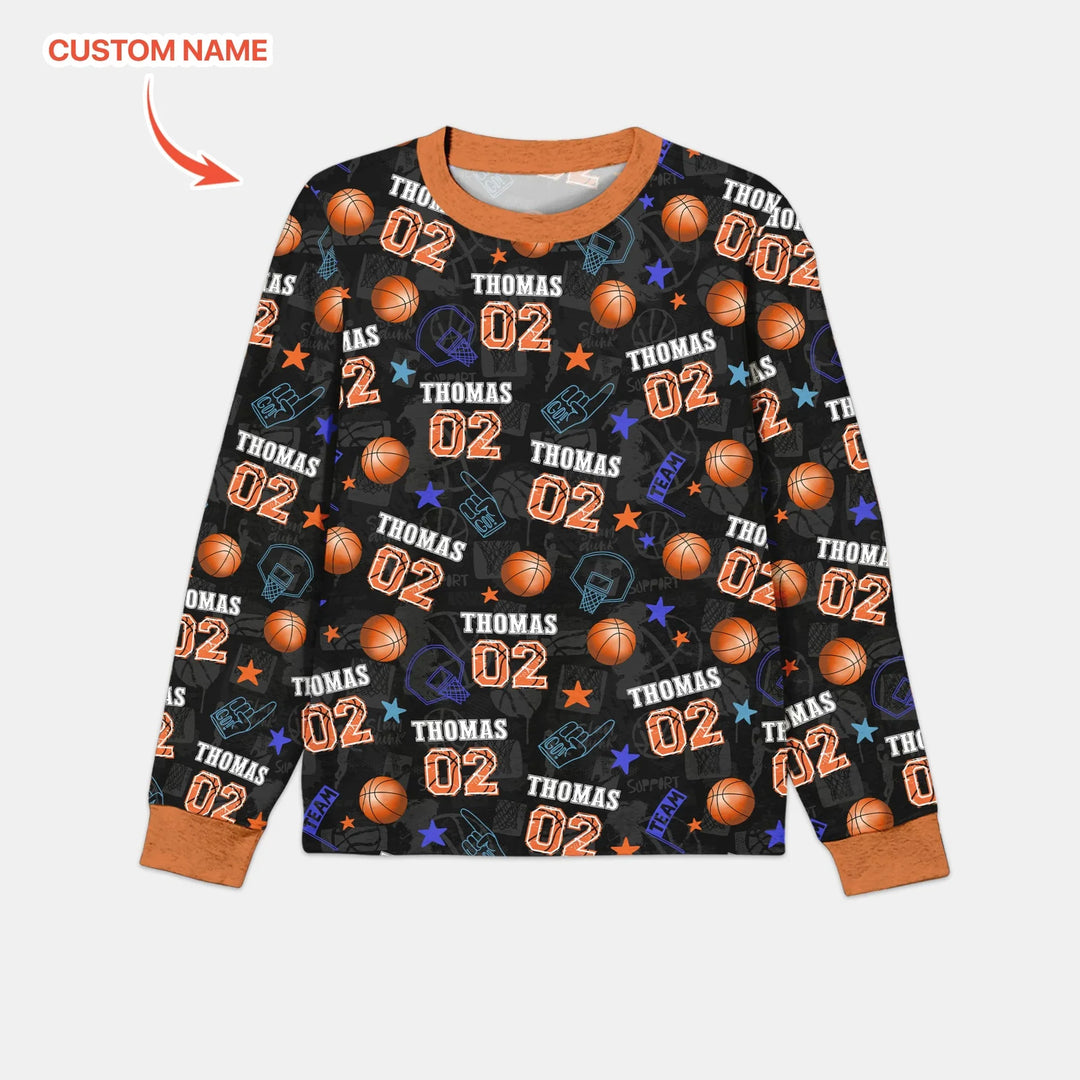 Custom Name Basketball Time Bamboo Men's Pajama Set