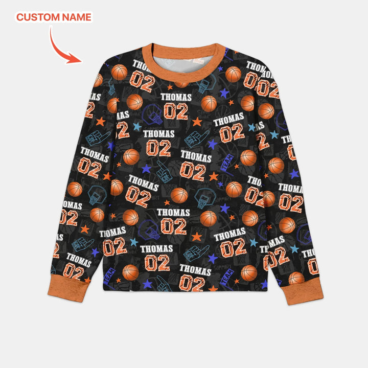 Custom Name Basketball Time Bamboo Men's Pajama Set