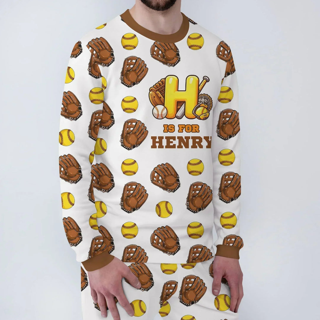 Softball Patterns Customized Bamboo Men's Pajama Set