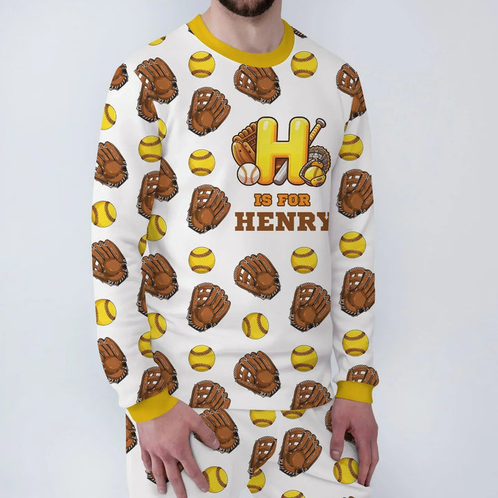 Softball Patterns Customized Bamboo Men's Pajama Set