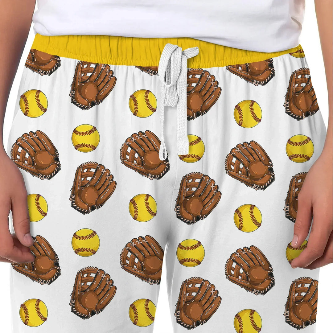 Softball Patterns Customized Bamboo Men's Pajama Set