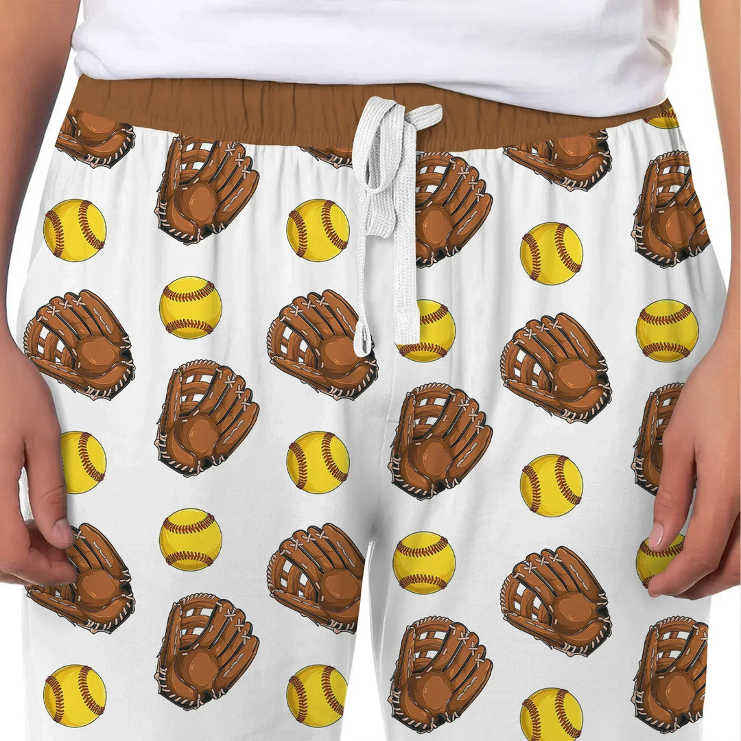 Softball Patterns Customized Bamboo Men's Pajama Set