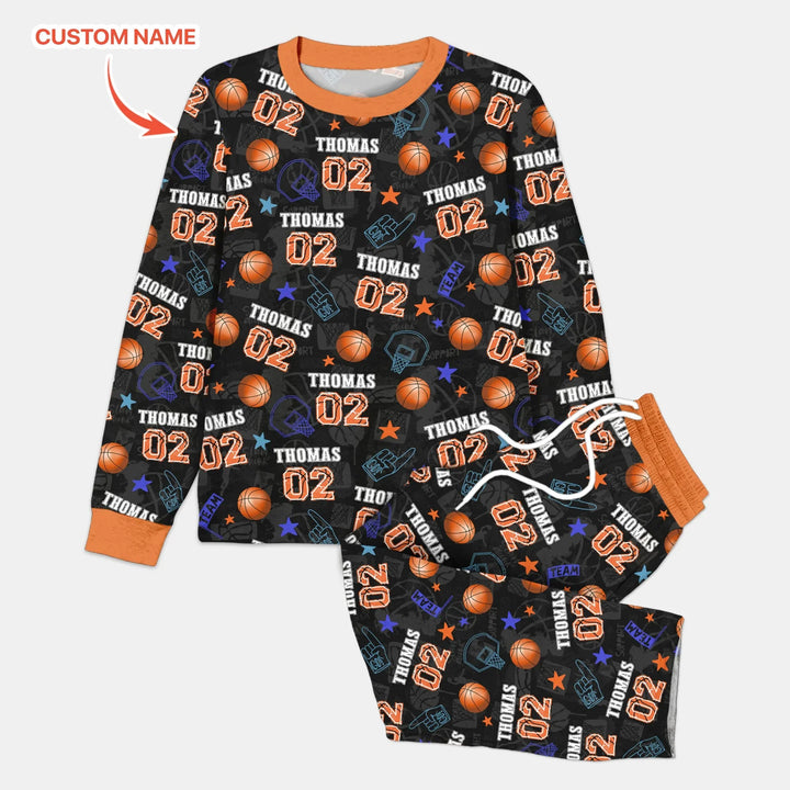 Custom Name Basketball Time Bamboo Men's Pajama Set