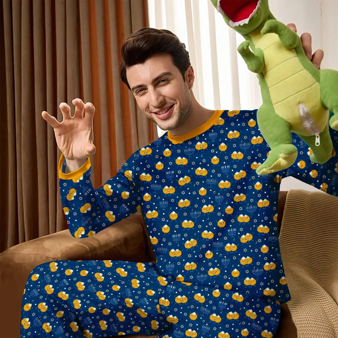 Hanukkah Latke Family Matching Bamboo Men's Pajama Set