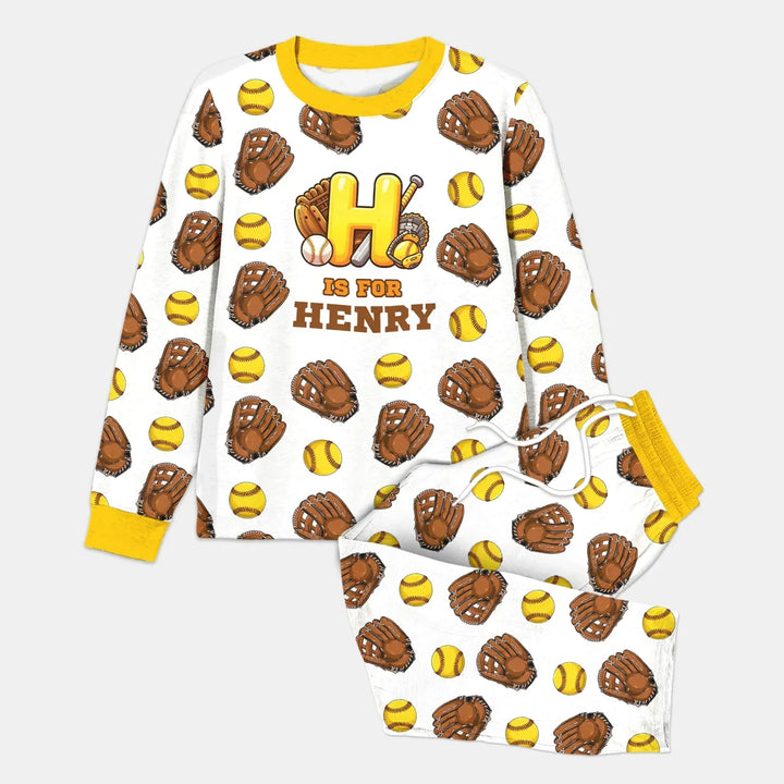 Softball Patterns Customized Bamboo Men's Pajama Set