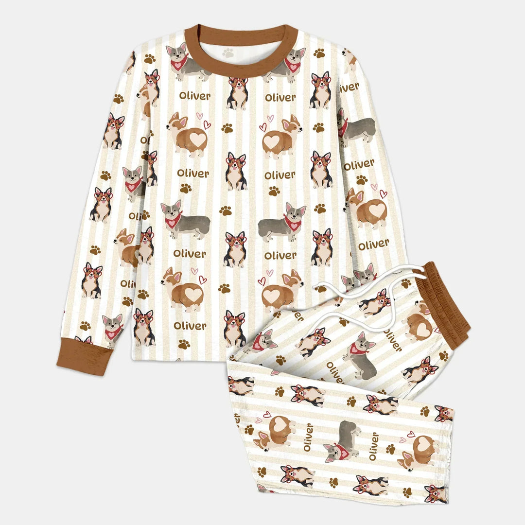 Custom Name Playful Corgis Family Matching Bamboo Men's Pajama Set