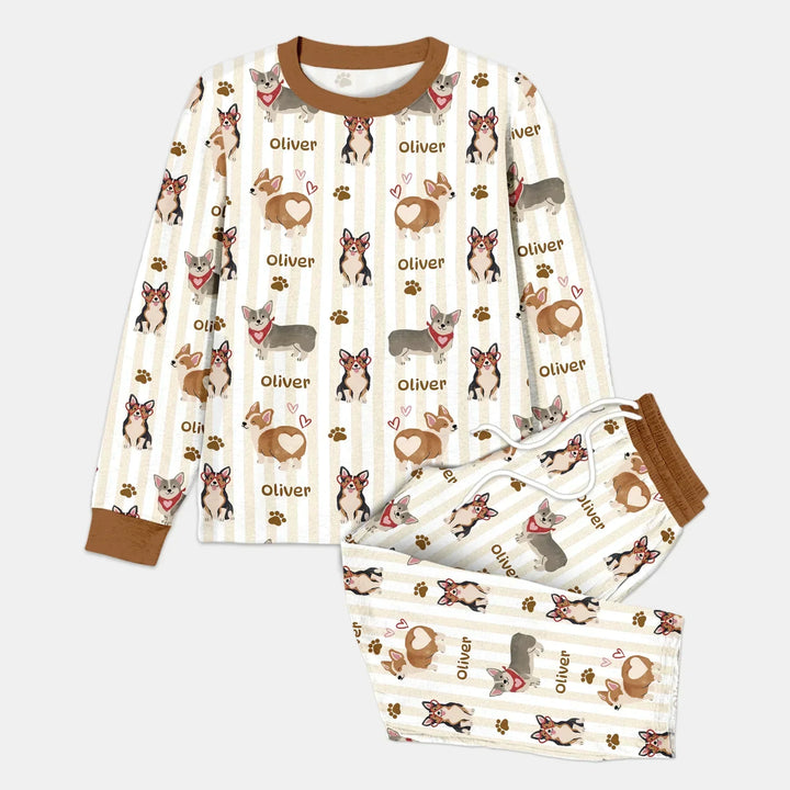 Custom Name Playful Corgis Family Matching Bamboo Men's Pajama Set