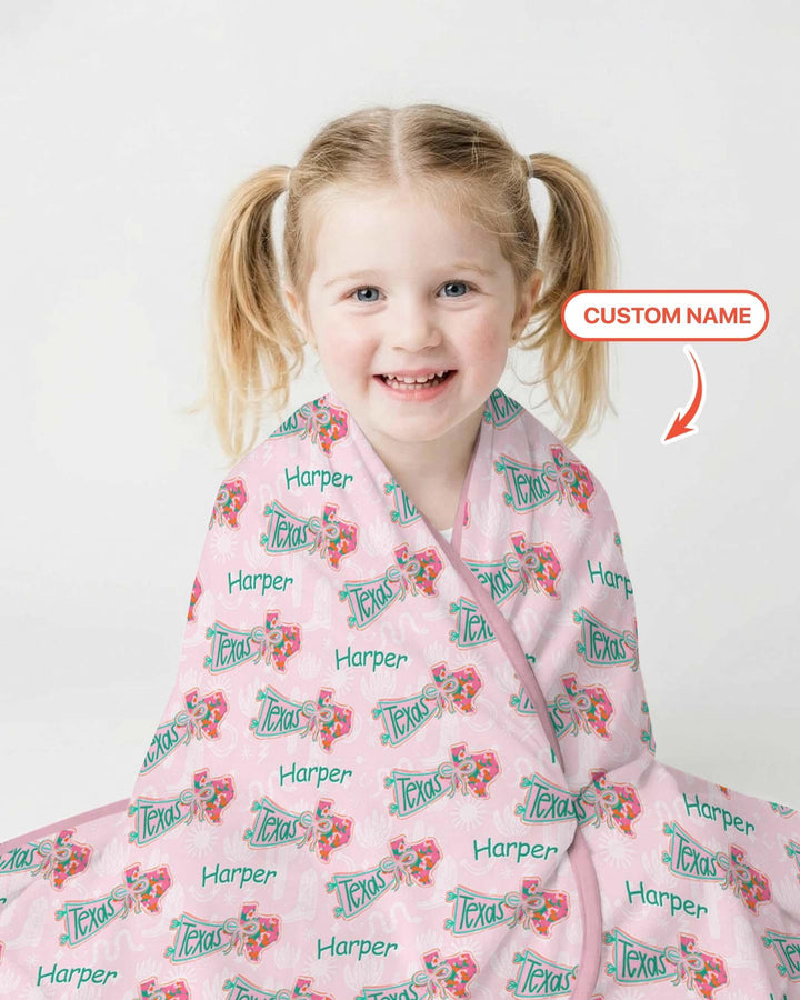Custom Name Preppy Texas Charm Bamboo Blanket