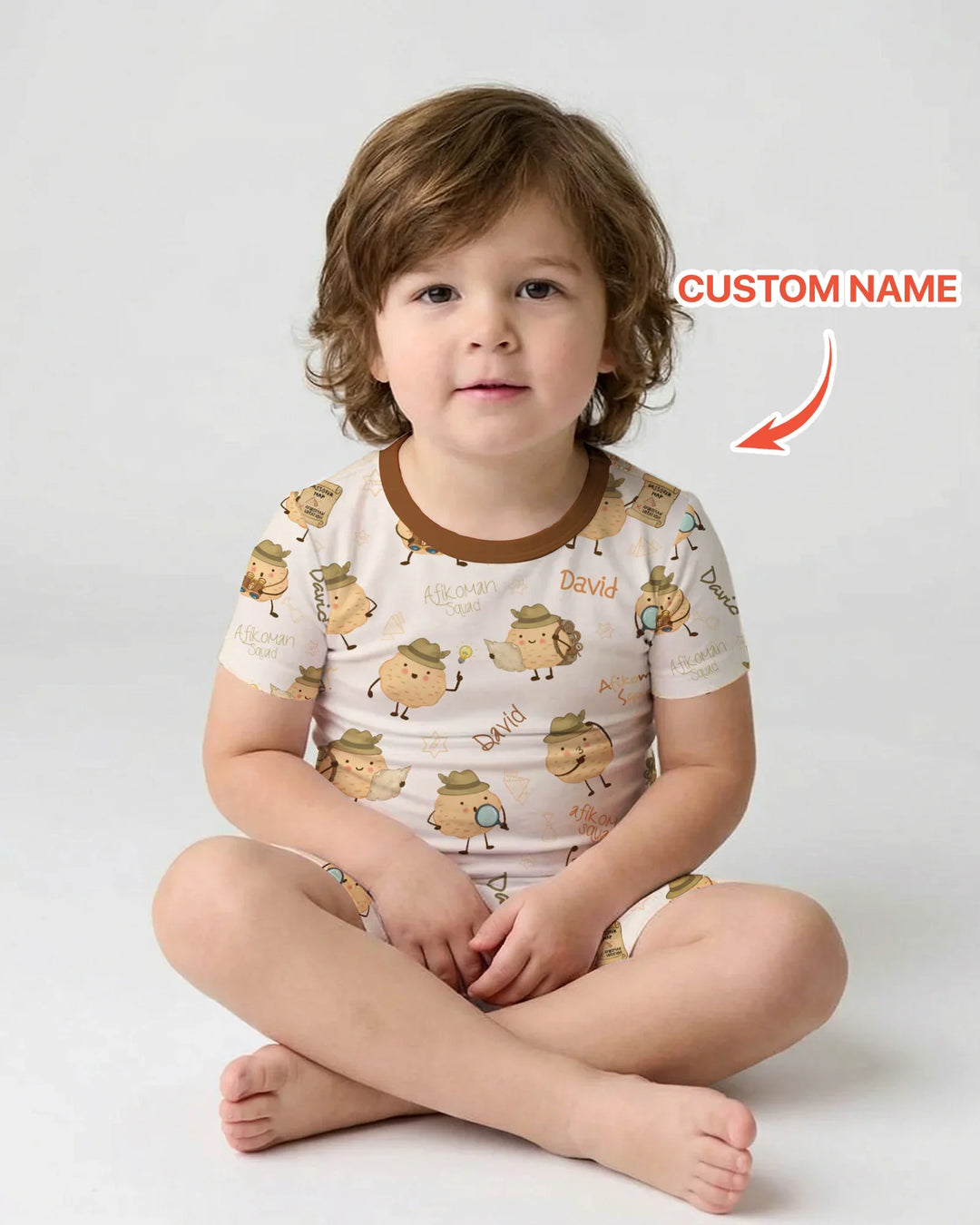 Custom Name Passover Afikoman Bamboo Two Piece Short Sleeve Shorts Pajama Set