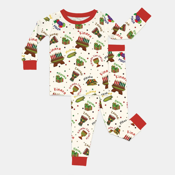 Happy Kwanzaa Family Matching Bamboo Two Piece Long Sleeve Pajama Set