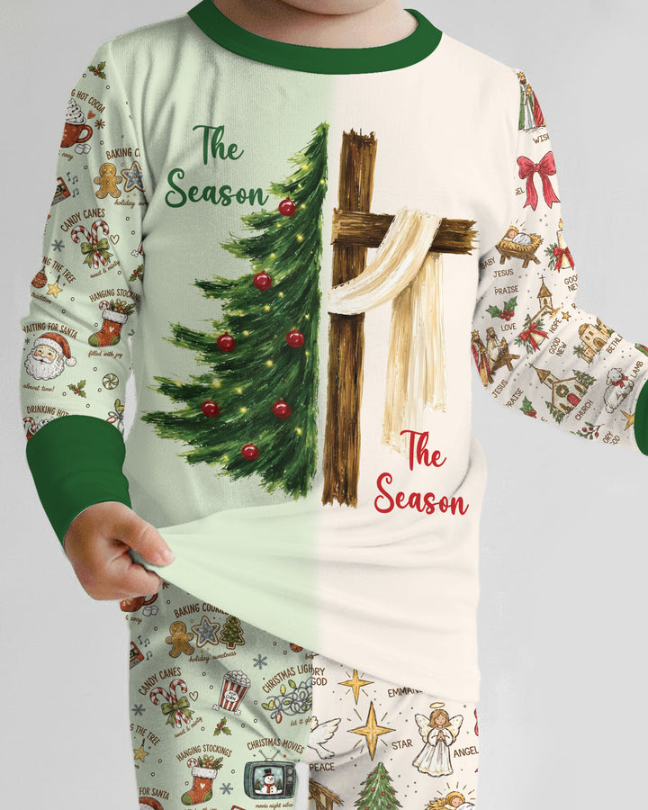 Jesus Is The Reason For The Season Family Matching Bamboo Two Piece Long Sleeve Pajama Set