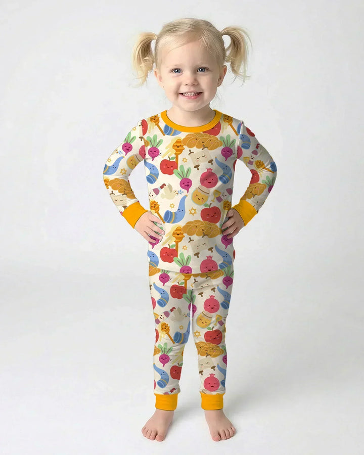 Shana Tova Rosh Hashanah Bamboo Two Piece Long Sleeve Pajama Set