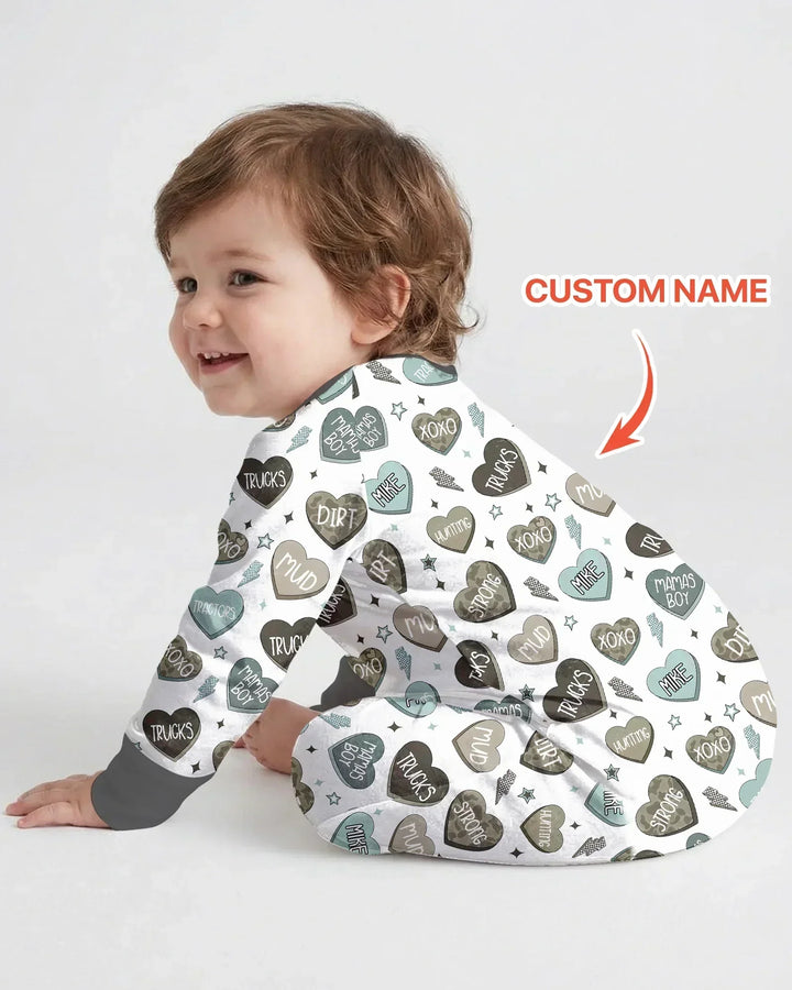 Personalized Camo Candy Hearts Bamboo Convertible Zippy