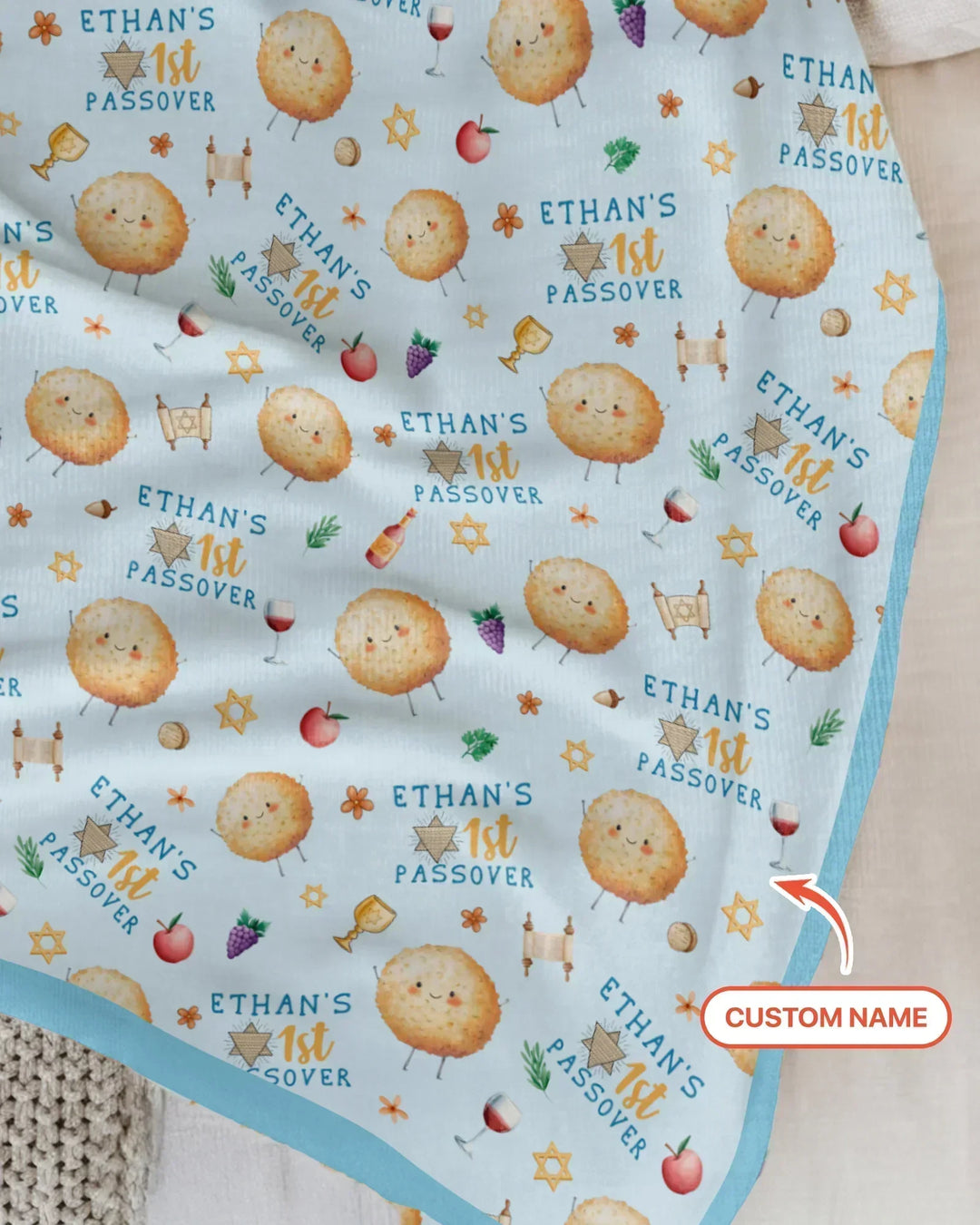 Custom Name 1st Passover Bamboo Blanket
