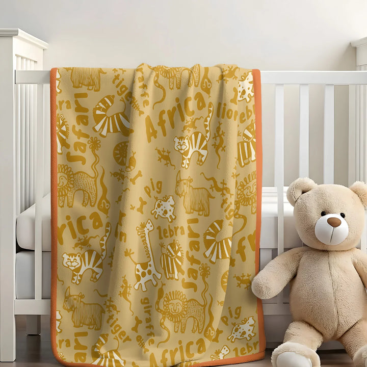 Handdrawn African Animals Bamboo Blanket