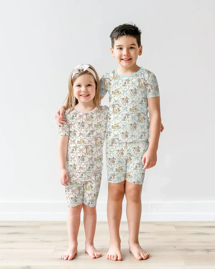 Spring Meadow Friends Bamboo Two Piece Short Sleeve Shorts Pajama Set