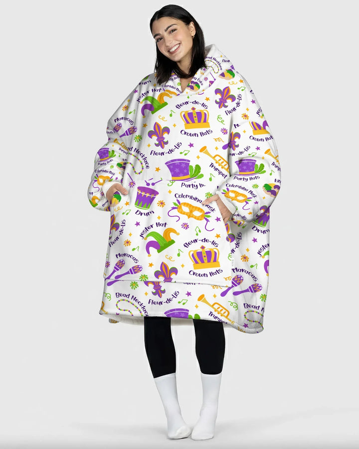 Mardi Gras Family Matching Bamboo Blanket Hoodie
