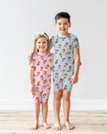 Born To Play Baseball Bamboo Two Piece Short Sleeve Shorts Pajama Set