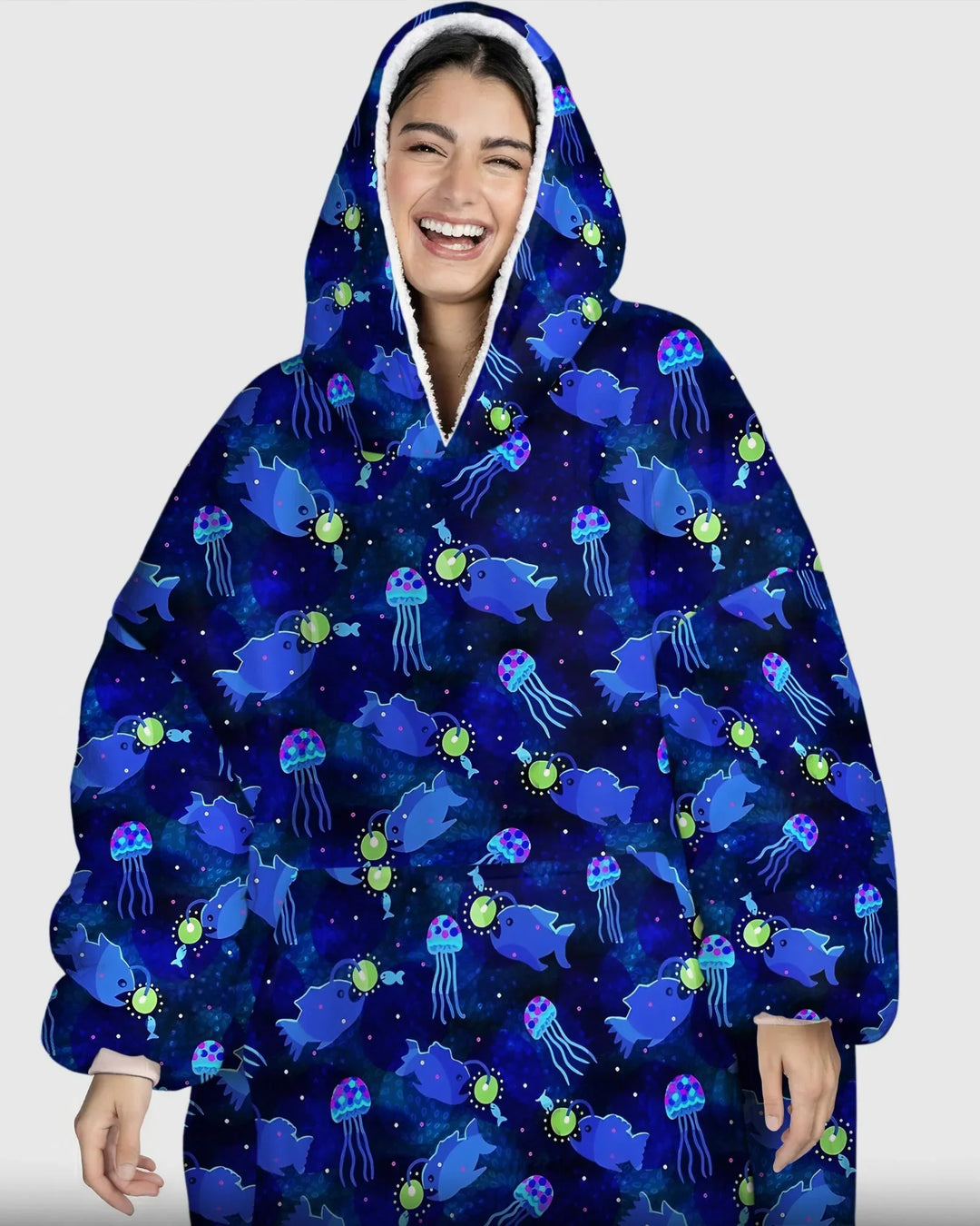 Happy Glow Fish Wearable Bamboo Blanket Hoodie