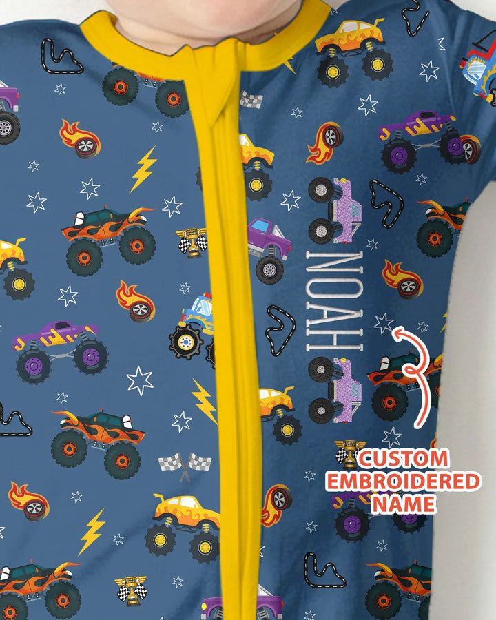 Custom Name Embroidered Crazy Truck Bamboo Convertible Zippy