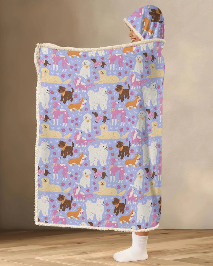 Floral Pawty Bamboo Wearable Hooded Blanket