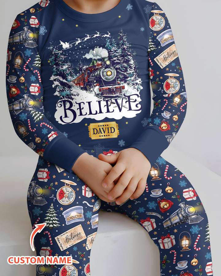Believe Train Bamboo Two Piece Long Sleeve Pajama Set