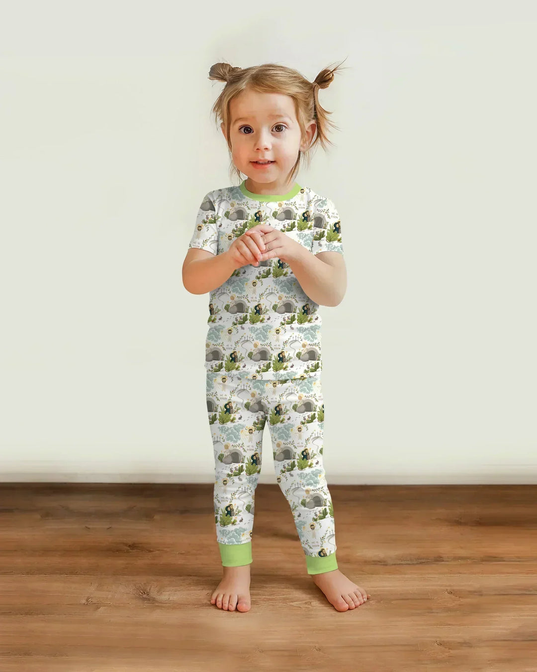 Matthew 28:1–8 He Is Risen Bamboo Two Piece Short Sleeve Pajama Set