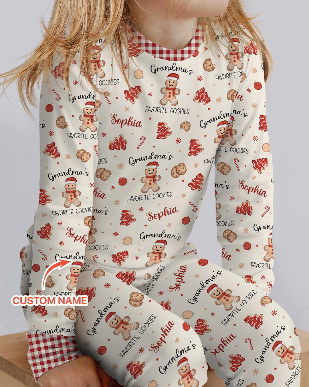 Custom Name Grandma’s Favorite Cookies Bamboo Two Piece Long Sleeve Pajama Set