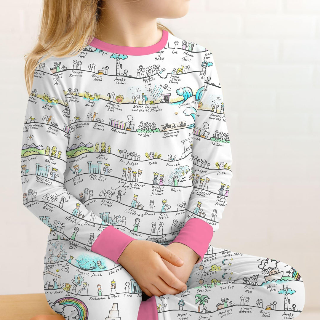 Bible Story Journey Family Matching Bamboo Two Piece Long Sleeve Pajama Set