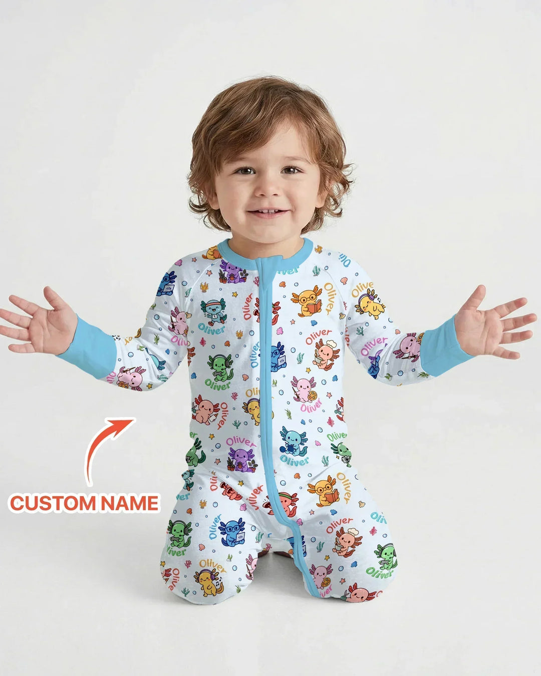 Custom Name Cute Hobby Axolotl Bamboo Convertible Zippy