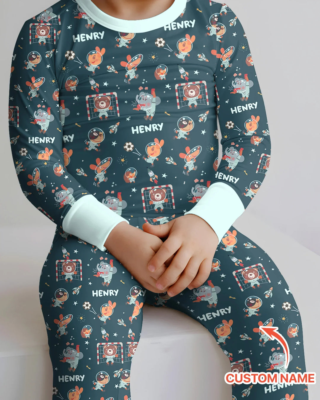 Space Soccer Bamboo Two Piece Long Sleeve Pajama Set
