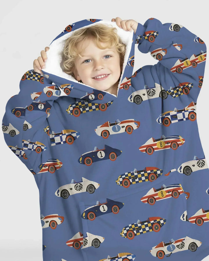 Stock Car Race Bamboo Wearable Hooded Blanket