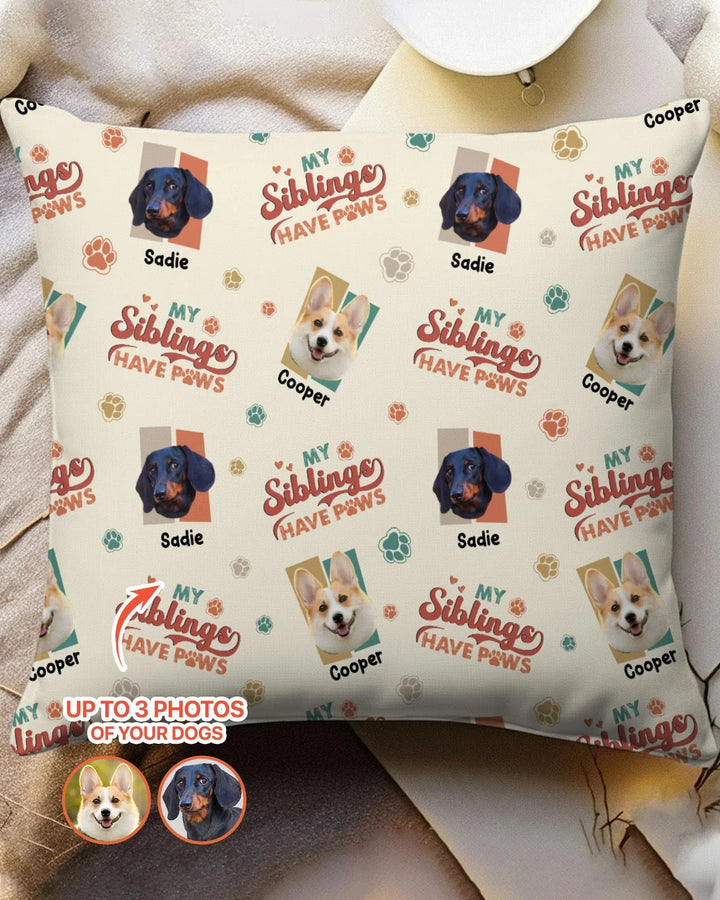 Custom Dog Photos "My Siblings Have Paws" Bamboo Pillow Case