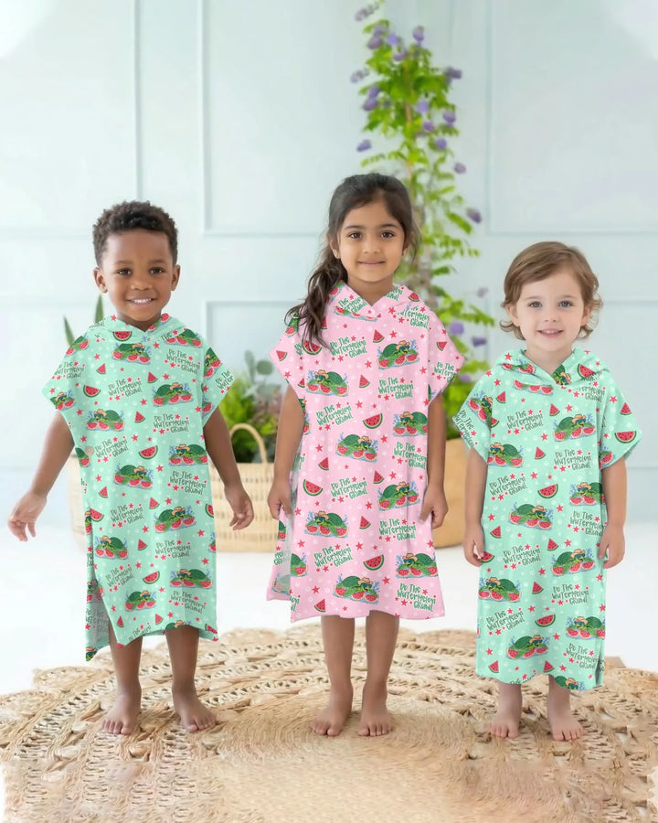 Watermelon Turtle Family Matching Bamboo Swim Poncho