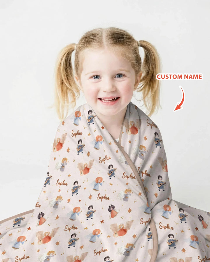 Guardian Angels Custom Name Bamboo Blanket
