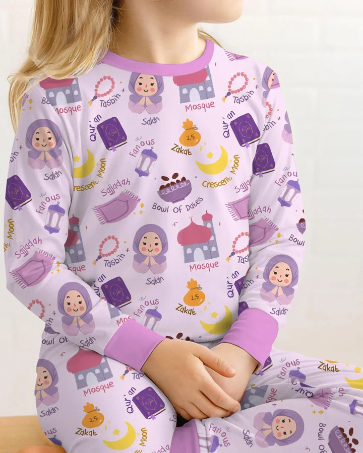 Happy Ramadhan Bamboo Two Piece Long Sleeve Pajama Set