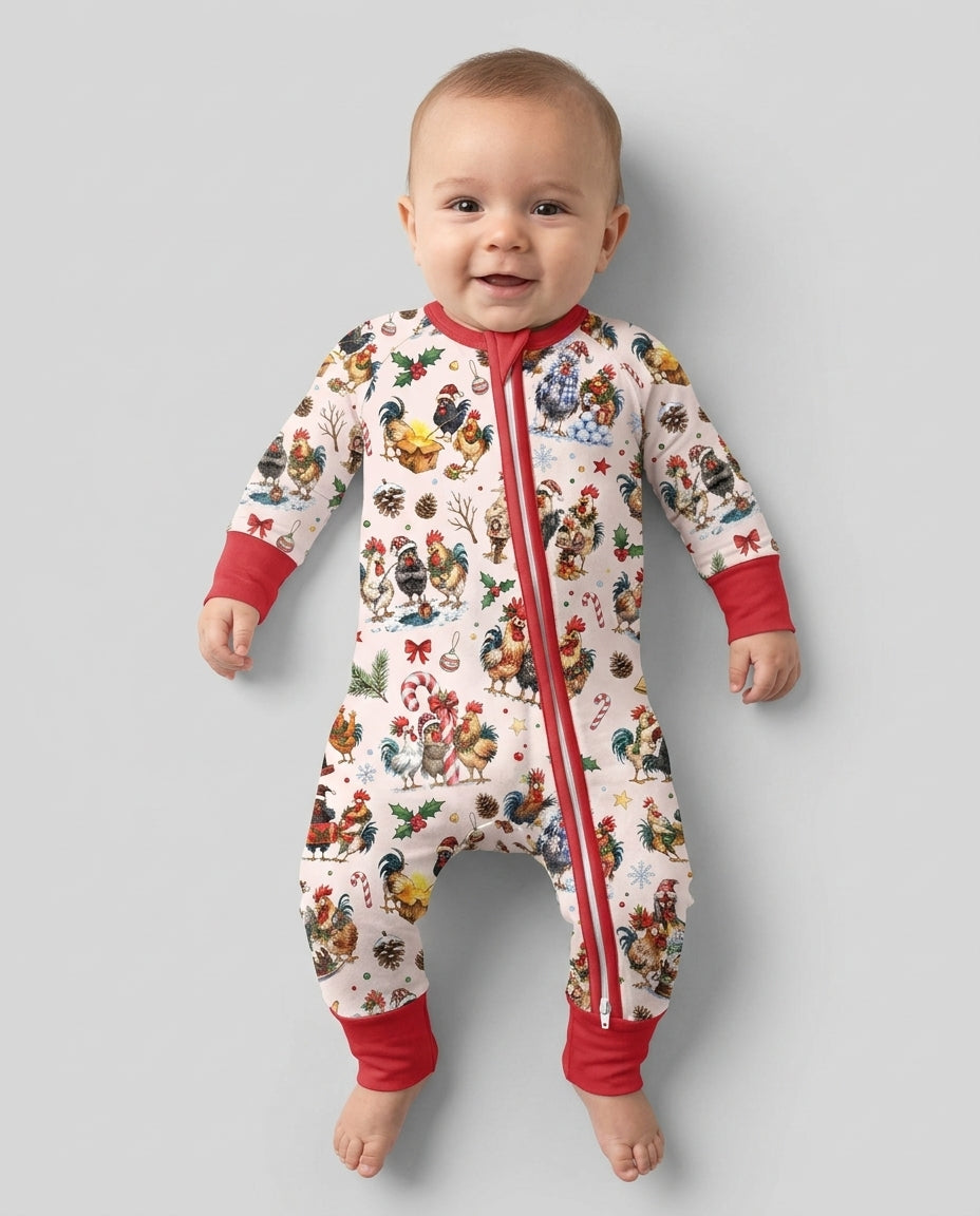 Funny Roosters On Christmas Bamboo Convertible Zippy