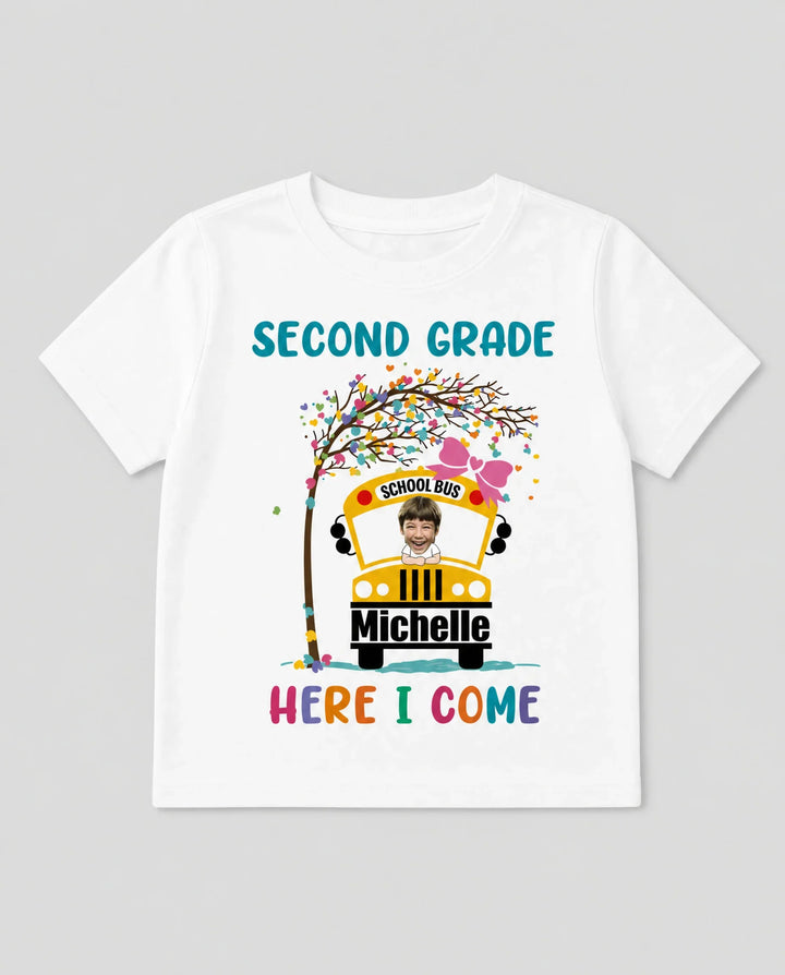 Custom Photo Here I Come School Bus Bamboo Crewneck T-Shirt