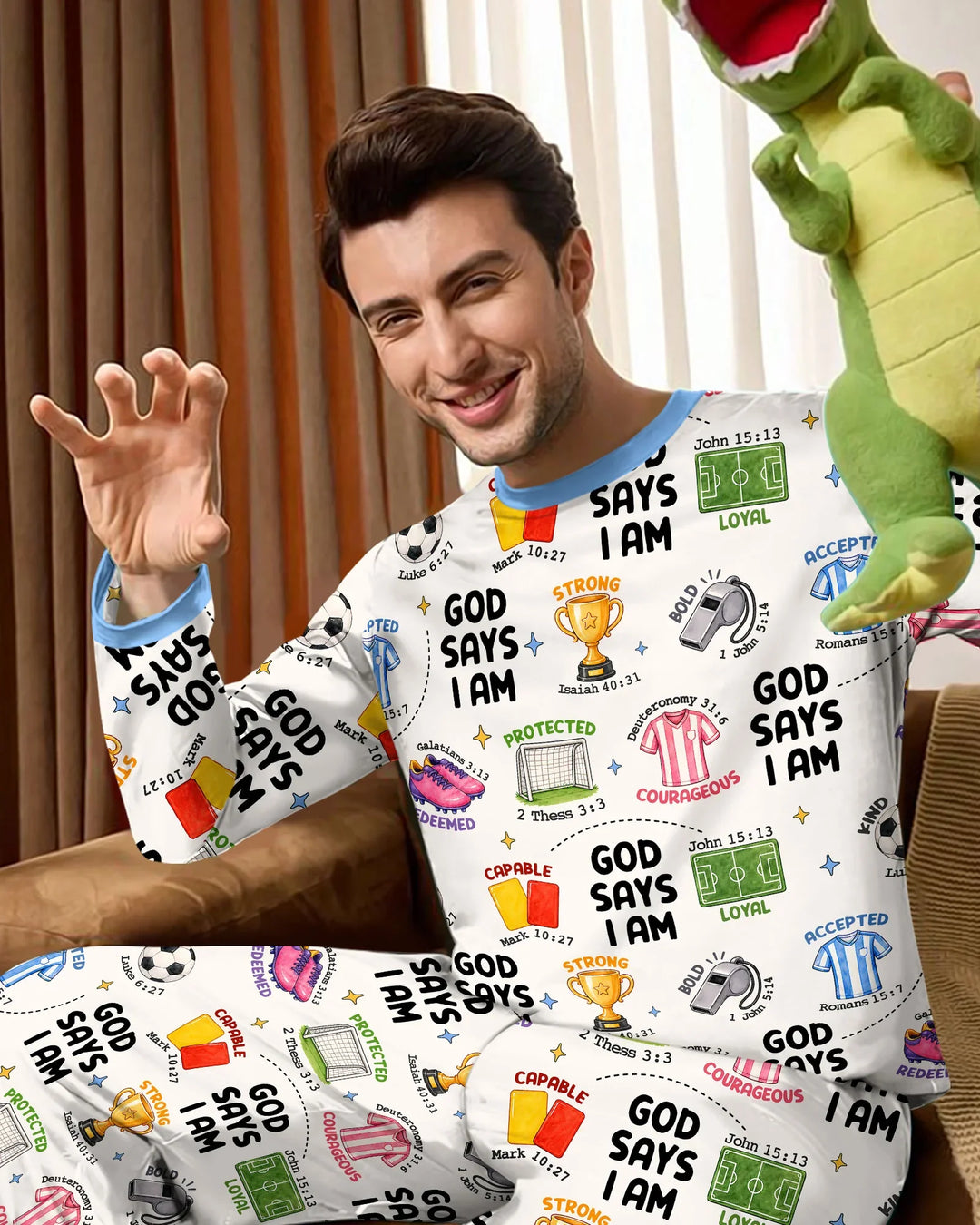 God Says I Am Soccer Bamboo Men's Pajama Set