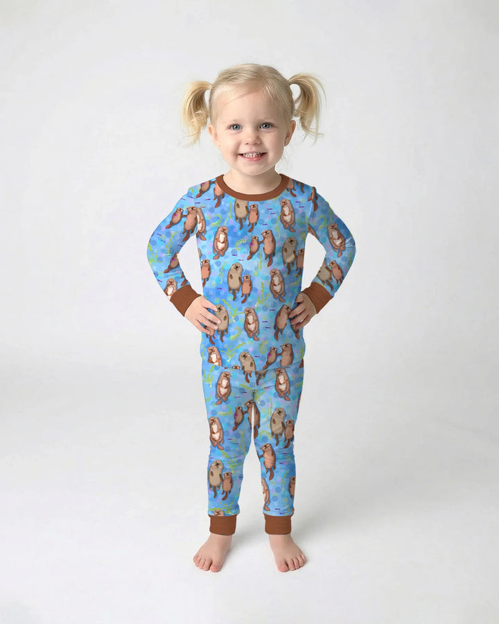 Otterly Together Bamboo Two Piece Long Sleeve Pajama Set