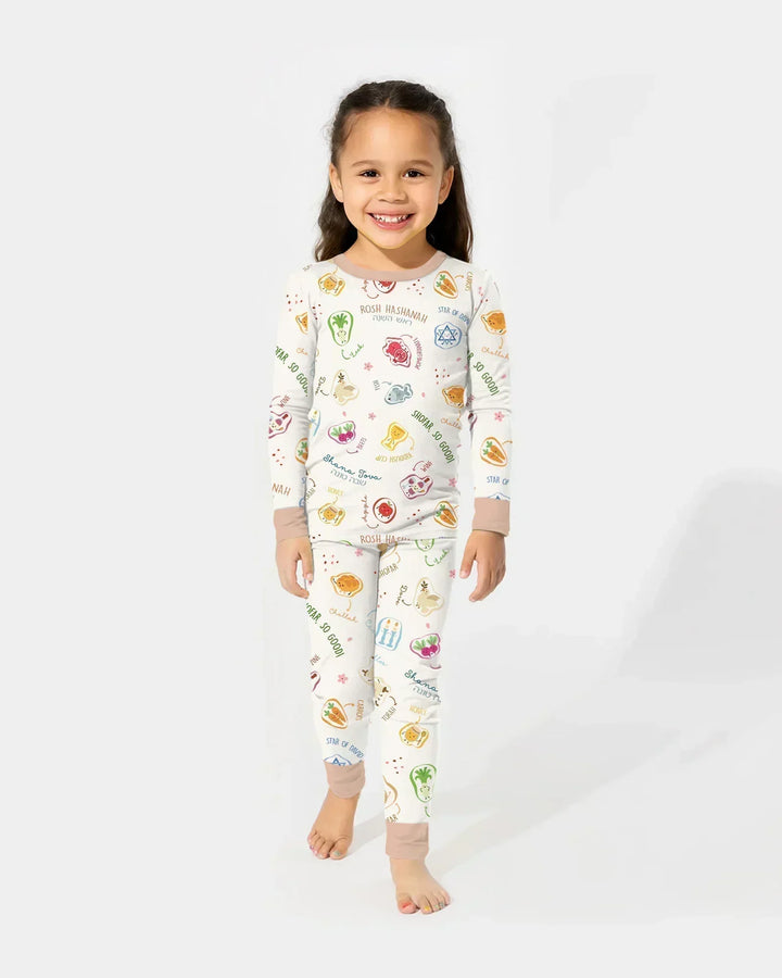 Happy Rosh Hashanah Bamboo Two Piece Long Sleeve Pajama Set