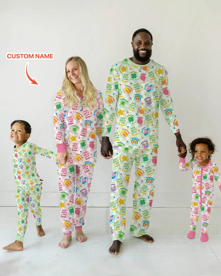 God Says I Am St. Patrick’s Day Custom Name Family Matching Bamboo Men's Pajama Set