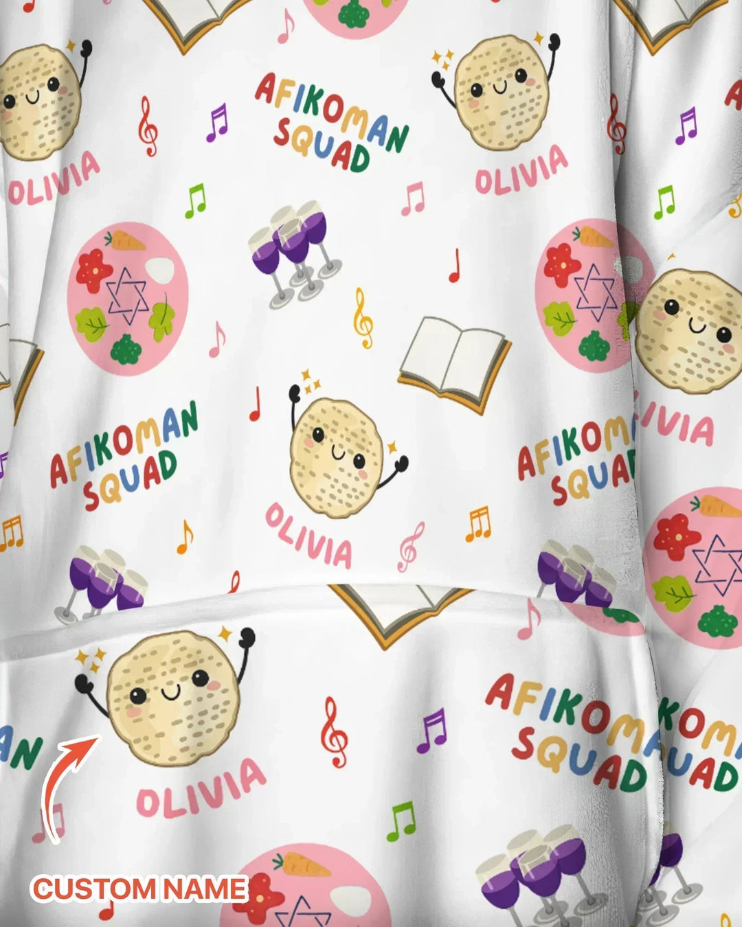 Custom Name Passover Afikoman Squad Bamboo Blanket Hoodie