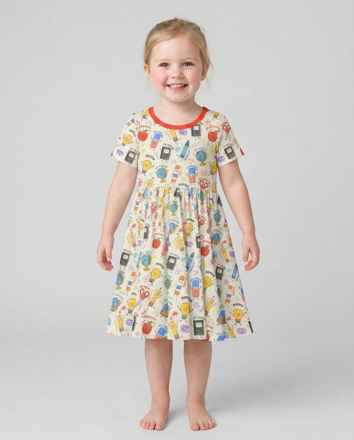 School Squad Custom Name Bamboo Twirl Dress